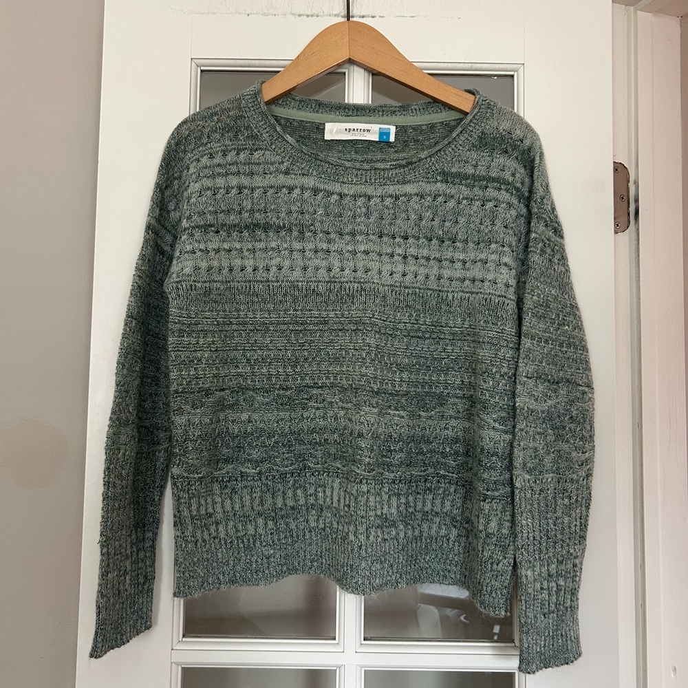 Anthropologie Sparrow Green Wool Mohair Cashmere Blend Sweater Size S